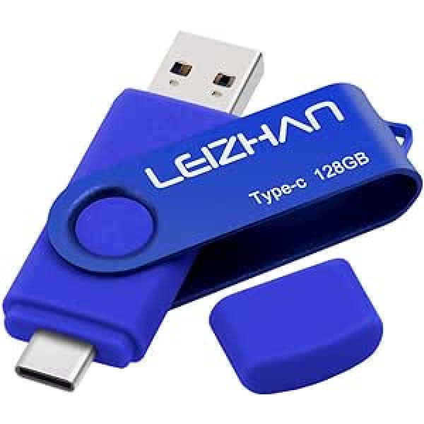 leizhan USB C tipa atmiņas karte 128 GB zibatmiņas disks OTG (On The Go) 2 in-1 USB C Memory Stick C tipa viedtālrunim un MacBook (128 GB, zils)