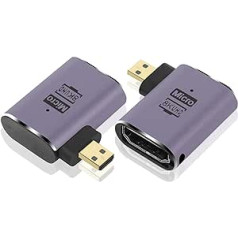 YAODHAOD 8K mikro HDMI adapteris, 2 vnt., 2.1 Micro HDMI vyriškas didelės spartos paauksuotas keitiklis, palaikymas 8K @ 60 Hz, skirtas planšetinei skaitmeninės kameros vaizdo kamerai, projektoriai (linkerio kampas)