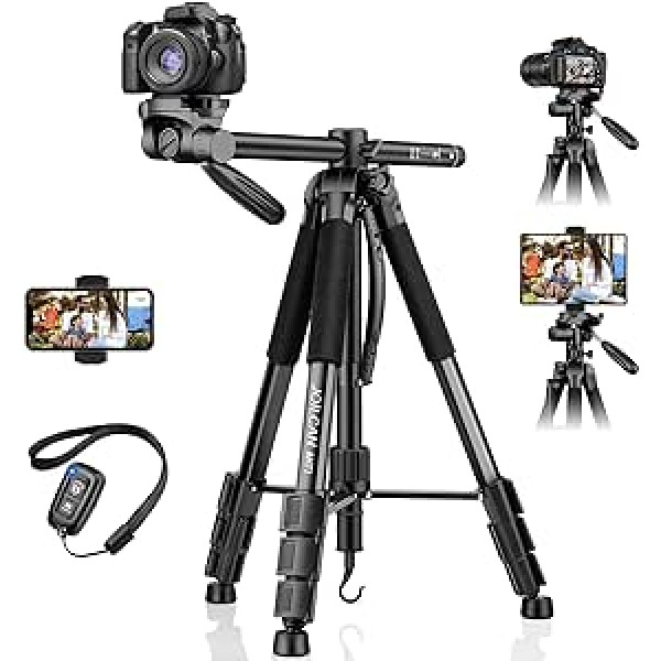 JOILCAN horizontālais kameras statīvs, 180 cm alumīnija paplašināma statīva kamera DSLR kamerai/Canon/Nikon/Sony, noņemams monopods ar planšetdatora turētāju iPad/viedtālruņiem, kravnesība 15 mārciņas