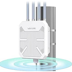 WAVLINK WiFi6 āra bezvadu piekļuves punkts/WLAN atkārtotājs/maršrutētājs, divjoslu 2,4G+5G AX1800M tīkla paplašinātājs ar PoE/4x8dBi antenām/IP67 laikapstākļiem izturīgu korpusu