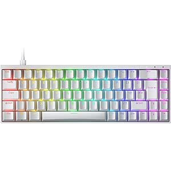 Durgod Hades 69 mehāniskā spēļu tastatūra — 65% izkārtojums ISO UK UK — alumīnija korpuss — Double Shot PBT — RGB (ķiršu brūns, balts)