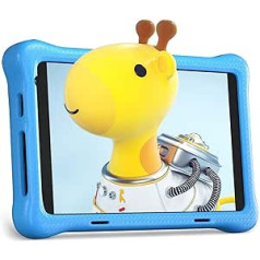 Wqplo Kinder Tablet 8 Zoll Android 12 Quad-Core 2 GB RAM 32 GB ROM 1280x800 IPS HD-Display 4000 mAh Dual-Kamera WLAN Bluetooth Kinder-Tablet mit Schutzhülle (Blau)