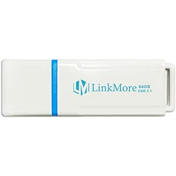 LinkMore NR34USB 3.1 Gen2x1 Flash Drive, Read Speed up to 120MB/s, Write Speed up to 60MB/s, Thumb Drive (64GB, White (NR34 High Speed))