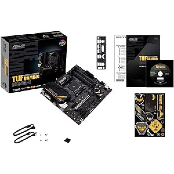 ASUS TUF Gaming B550M-E mātesplate, AM4 ligzda (mikro-ATX, Ryzen, PCIe 4.0, 2 x M.2, 1Gbit/s Ethernet, 6Gbit/s SATA, USB 3.2 Gen 2 Type-A/C, Aura Sync).