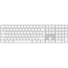 Apple Magic tastatūra ar Touch ID un ciparu tastatūru: Bluetooth uzlādējama, saderīga ar Mac datoriem, zviedru baltajiem taustiņiem