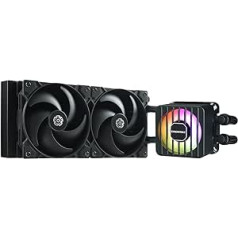 ENERMAX LIQMAXFLO SR 240 mm CPU AIO šķidruma dzesētājs (LGA 1700, 1200, AM5, AM4) - Xtreme divkameru PWM sūknis - ARGB VRM ūdens bloka ventilators - 350W+ TDP (2x 120 PWM Silent Flow Fan); ELC-LMF240-SF, melns