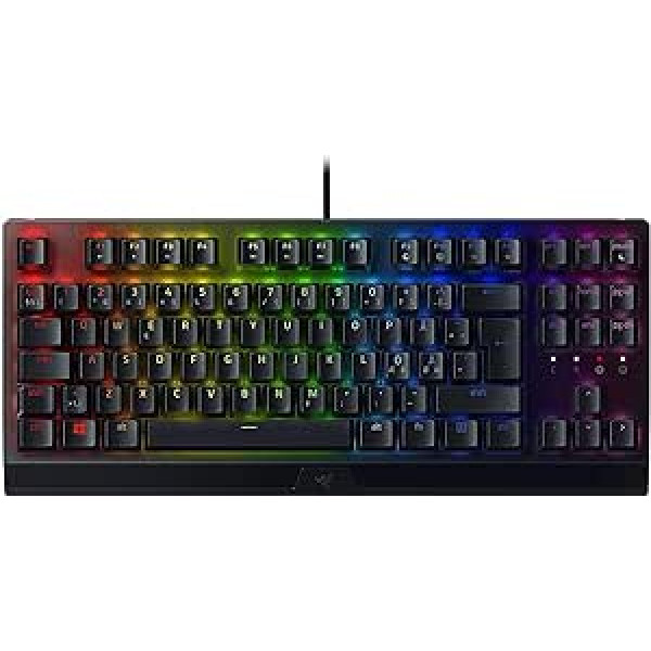 Razer BlackWidow V3 Tenkeyless (zaļš slēdzis) - kompakta mehāniskā spēļu tastatūra (klikšķināti mehāniskie slēdži, kompakts formas faktors, pilnībā programmējami taustiņi) Apvienotās Karalistes izkārtojums | Melns