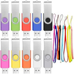 USB Sticks 16GB Pack of 10, FEBNISCTE 16GB Memory Stick Foldable Swivel Flash Drives Data Storage Pendrive for Graduation Gift USB 2.0 Memory Stick Multicoloured USB Flash Drive