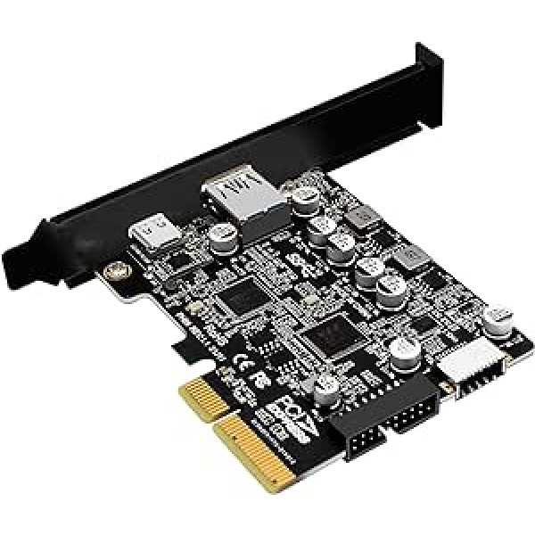 WANGCL USB C PCIE karte PCI USB 3.2 karte USB 3.2 savienojums + C tipa + priekšējais E tips + 19/20PIN C tipa priekšējā paneļa montāžas adapterim