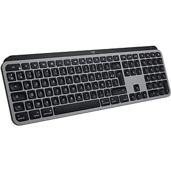 Logitech MX Keys Wireless for Mac apgaismota tastatūra ar plaukstu balstu, LED pogas, Bluetooth, USB-C, 10 dienu akumulatora darbības laiks, metāla konstrukcija, Apple macOS franču AZERTY izkārtojums Pelēks