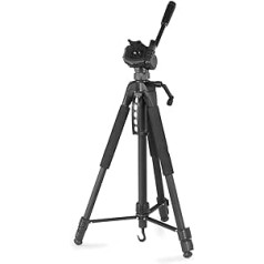 Hama Action 165 3D Tripod Camera Light Photo Tripod Including Mobile Phone Holder Tripod with 61-165 cm Height Tripod with 3-Way Head SLR Camera Tripod for Canon Nikon Sony Black