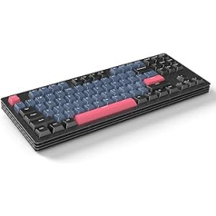 AJAZZ AKC087 mehāniskā tastatūra, trīsrežīmu savienojums, bezvadu BT5.0 tastatūra, daudzslāņu metāla pamatne, kompakts 87 taustiņu izkārtojums, TKL, retro trīskrāsains, karstā režīmā maināma uzlādējama RGB atslēga