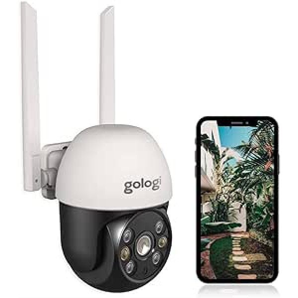 Gologi āra drošības kamera 3 MP WiFi āra kamera ar kustības sensoru drošības kamera WiFi Full HD+ āra IP nakts redzamības kamera ar lietotnes divvirzienu audio