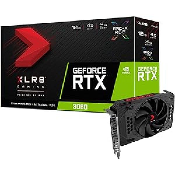 PNY GeForce RTX™ 3060 12 GB XLR8 žaidimų Revel Epic-X RGB™ vieno ventiliatoriaus vaizdo plokštė