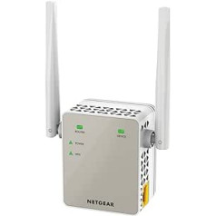 Netgear EX6120-100PES AC1200 WiFi kartotuvas dviejų juostų WiFi signalo stiprintuvas ir stiprintuvas (apima nuo 2 iki 3 kambarių ir 20 įrenginių, greitis iki 1200 Mbps, kompaktiška maitinimo kištuko konstrukcija)