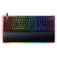 Razer Huntsman V2 (analogais slēdzis) — spēļu tastatūra ar analogo, optomehāniskie slēdži (plaukstu balsts, digitālā vadība, multivides taustiņi, Chroma RGB) QWERTZ | DE Izkārtojums, melns