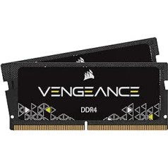 Corsair CMSX32GX4M2A2400C16 Vengeance 32 GB (2 x 16 GB) DDR4 2400 MHz C16 260 Pin SODIMM klēpjdatora atmiņas komplekts — melns