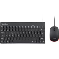 Perixx PERIDUO-212 mini vadu tastatūra operētājsistēmai Windows — 12 multivides taustiņi, melns, AZERTY