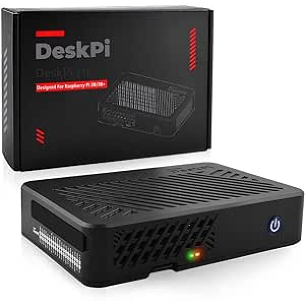 GeeekPi DeskPi Lite futrālis Raspberry Pi 3B/3B+, Raspberry Pi 3B ABS korpusam ar barošanas pogu un Raspberry Pi radiatoru ar PWM ventilatoru un LED indikatora vairogu un montāžas caurumu atbalstu