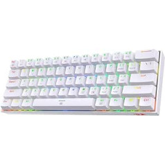 Redragon K630 Dragonborn 60% Wired RGB Gaming Keyboard, 61 Keys Compact Mechanical Keyboard with Linear Red Switch, Pro Driver Support, White