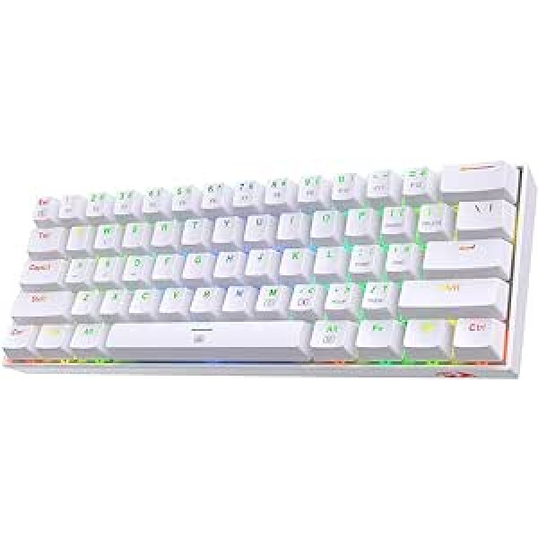 Redragon K630 Dragonborn 60% Wired RGB Gaming Keyboard, 61 Keys Compact Mechanical Keyboard with Linear Red Switch, Pro Driver Support, White