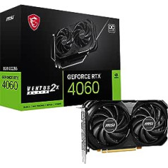 MSI Gaming GeForce RTX 4060 8GB GDRR6 128 bitų HDMI/DP NVLink vaizdo plokštė su Torx 4.0 Fan grafikos kortele su Ada Lovelace architektūra (RTX 4060 Ventus 2X Color Black 8G OC)