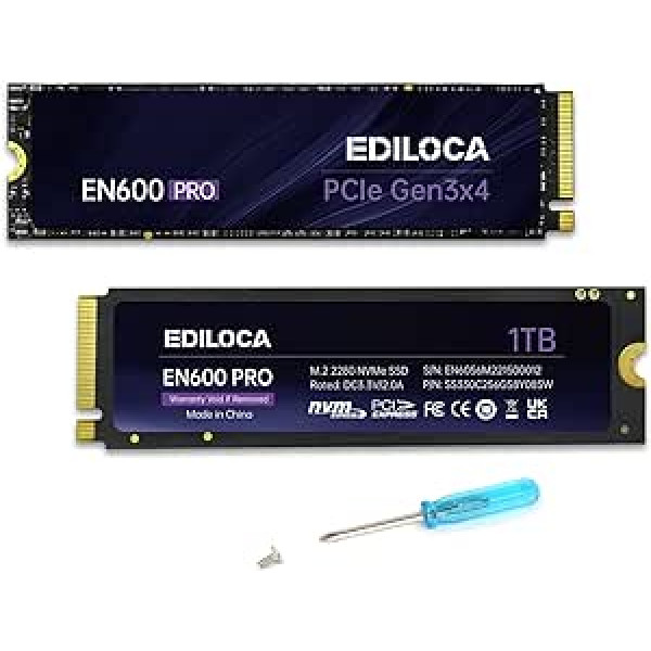 Ediloca EN600 PRO iekšējais SSD 1TB PCle 3.0x4, NVMe M.2 2280, līdz 3500 MB/s, iekšējais cietvielu disks, SLC kešatmiņa 3D NAND TLC, grafēna dzesēšanas uzlīmes, atmiņa personālajam datoram, galddatoriem un klēpjdatoriem