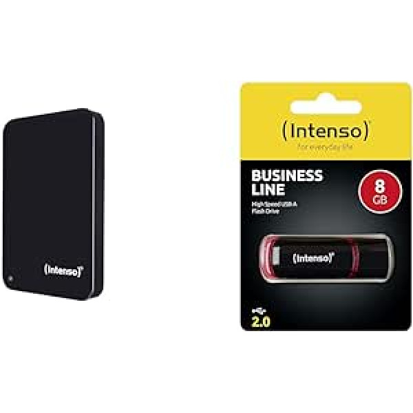 Intenso 6023560 1 TB atmiņas disks USB 3.0 2,5 collu ārējais cietais disks, mehāniskais cietais disks un biznesa līnija 8 GB USB zibatmiņa USB 2.0 melns/sarkans