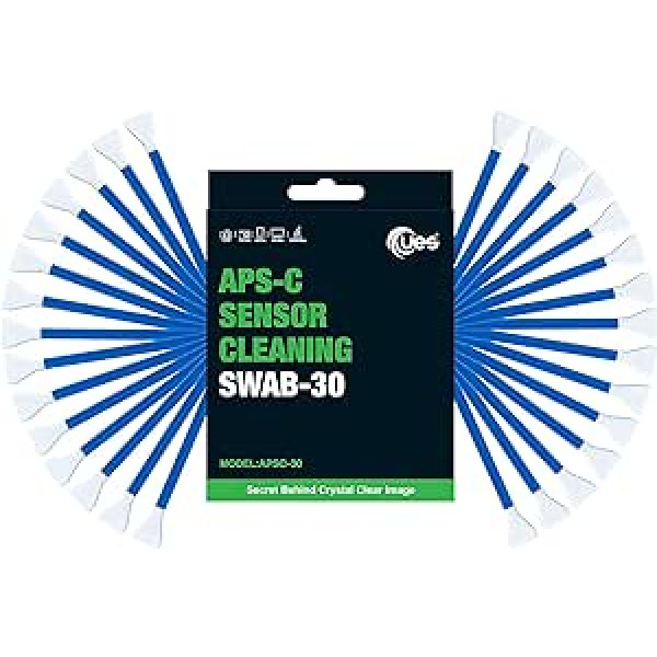 UES APSC-30 Sensor Cleaning Swabs for APS-C Cameras: 30 x Microfibre Swab 16 mm Dust-Free, Individually Vacuum Packed