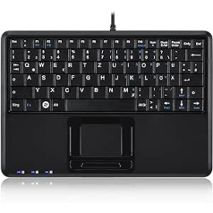 Perixx PERIBOARD-510 H Plus Super Mini Touchpad Tastatur USB mit 2-Fach USB Hub schwarz