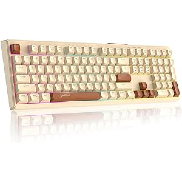 V300 108 vadu spēļu tastatūra, QWERTY RGB tastatūra ar varavīksnes fona apgaismojumu, apgaismota tastatūra un membrānas taustiņi/multivides taustiņi, ergonomiski ABS bumbiņu vāciņi — burbuļu tēja