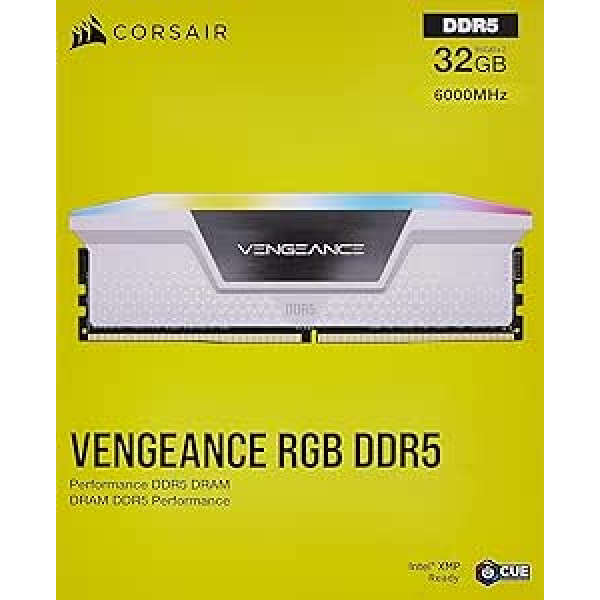 CORSAIR Vengeance RGB DDR5 RAM 32GB (2x16GB) 6000MHz CL30 Intel XMP iCUE Compatible Computer Memory - White (CMH32GX5M2B6000C30W)