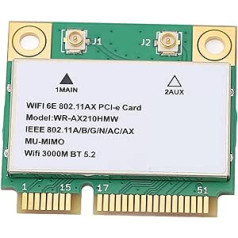 Yunseity AX210HMW WiFi 6E bezvadu kartes trīsjoslu 802.11 A/B/G/N/AC/AX Half PCI-E WiFi kartes tīkla adapteris BT5.3, personālajam datoram, klēpjdatoriem, tikai WIN10 (64 bitu)