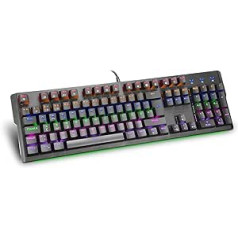 Speedlink VELA LED mehāniskā spēļu tastatūra — mehāniska spēļu tastatūra ar apgaismojumu, regulējams augstums, pilna kadra tastatūra, vācu izkārtojums, melna