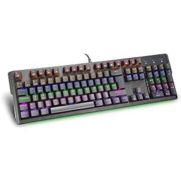 Speedlink VELA LED mehāniskā spēļu tastatūra — mehāniska spēļu tastatūra ar apgaismojumu, regulējams augstums, pilna kadra tastatūra, vācu izkārtojums, melna