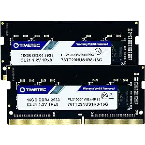 Timetec 32GB Kit (2 x 16GB) DDR4 2933MHz PC4-23400 Non-ECC Unbuffered 1.2V CL21 1Rx8 Single Rank 260-Pin SODIMM Laptop Notebook PC Computer Memory RAM Module Upgrade (32GB KIT (2x16GB))