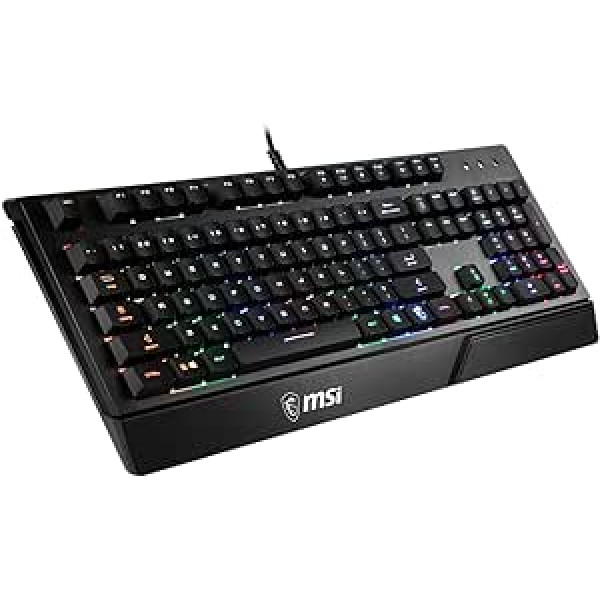 MSI Vigor GK20 ASV izkārtojuma spēļu tastatūra QWERTY vadu membrānas slēdzis melns