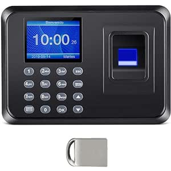 Support Machine Biometric Fingerprint Support with Spanish System LCD Display 8GB Memory Capacity 1000 Fingerprints