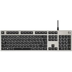 Logitech G413 Gaming Mechanical keyboard, tactile Romer-G switches, Brushed aluminum housing, programmable F-keys, USB looping, US QWERTY layout - Silver / Black