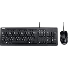 Asus U2000 Keyboard and Optical Mouse Set (German Layout, QWERTZ Keyboard, 3 Buttons Mouse) Black