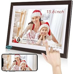 BYYBUO 15,6 collu WiFi digitālais attēlu rāmis, 1366 x 768 IPS skārienekrāna digitālais foto rāmis, 32G valrieksts, kopīgojiet fotoattēlus vai videoklipus, izmantojot lietotni Frameo