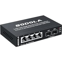 SODOLA 6 porta 2,5 G nepārvaldīts Ethernet slēdzis, 4 x 2,5 GBASE-T porti, 2 x 10 G SFP+, 60 Gbps pārslēgšanas jauda, mini sienas montējams 2,5 Gb tīkla slēdzis bezvadu piekļuves punktam, NAS, personālajam datoram