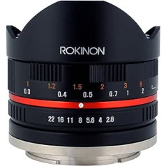 Rokinon 8 mm F2.8 UMC Fisheye II Objektiv, für Fuji X Mount Digitalkameras (RK8MBK28-FX), Schwarz