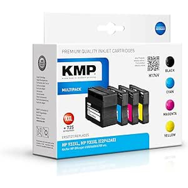 KMP 1725,4005 Remanufactured Tintenpatronen 4er Pack, Schwarz / Cyan / Magenta / Gelb