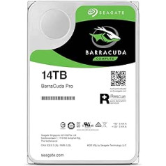 Seagate BarraCuda Pro 14TB vidinė Festplatte, 3,5 Zoll, 7200 u/min, 256 MB talpykla, SATA 6GB/s, sidabrinė, masinė, modelio Nr.: ST14000DM001 (Generalüberholt)