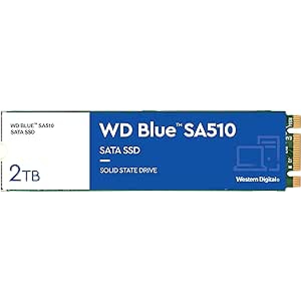 WD Blue SA510 SATA SSD 2TB M.2 2280 (lasīšanas ātrums līdz 560 MB/s, rakstīšanas ātrums līdz 520 MB/s, jauninājums personālajam datoram/klēpjdatoram, 3 mēnešu izmēģinājuma versija no Dropbox Professional, Western Digital SSD informācijas