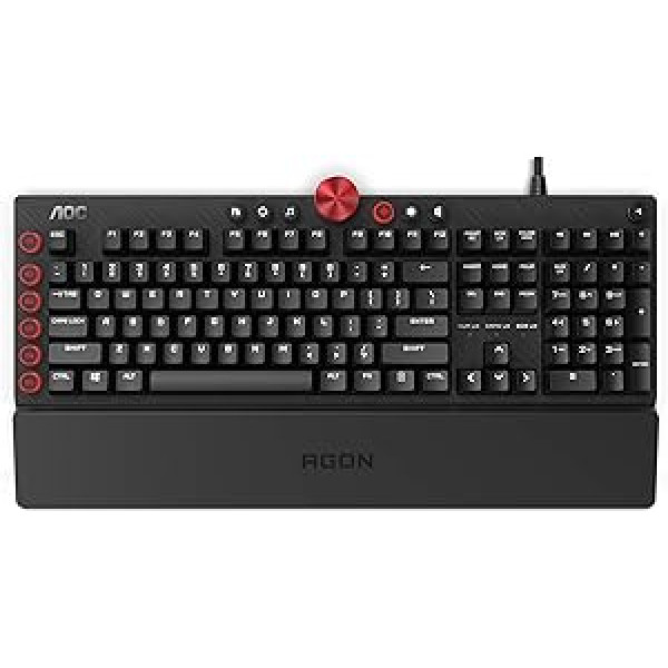 Agon by AOC AGK700 spēļu tastatūra — vācu izkārtojums — Cherry MX sarkanie slēdži — pretvēža veidošanās — AOC G-Tools programmatūra — N-Key Rollover