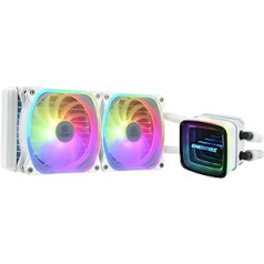 ENERMAX Aquafusion ADV Snow Edition ARGB 240 mm AIO CPU ūdens dzesēšanas divkameru Intel LGA1700/AMD AM5 atbalsts 330W+ TDP (2x SquA RGB White 120 PWM Fan); ELC-AQFA240-SQA, balts