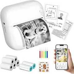 Mucek mini printeris viedtālrunim, mobilais fotoprinteris, mini printeris ar 5 ruļļiem papiju, termiskais fotoprinteris, žurnālam, ceļojuma logotips, piezīmes, žurnāls, saraksts, piezīme