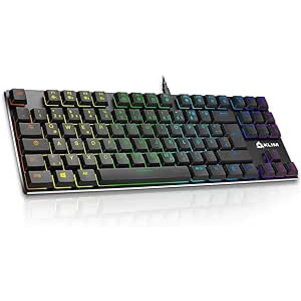 KLIM Dash TKL — mehānisks risinājums ar profesionāļiem un spēlētājiem — QWERTZ — Kompakts TKL Tastatur ohne nummernblock + RGB Farben und Beständiger Metallrahmen